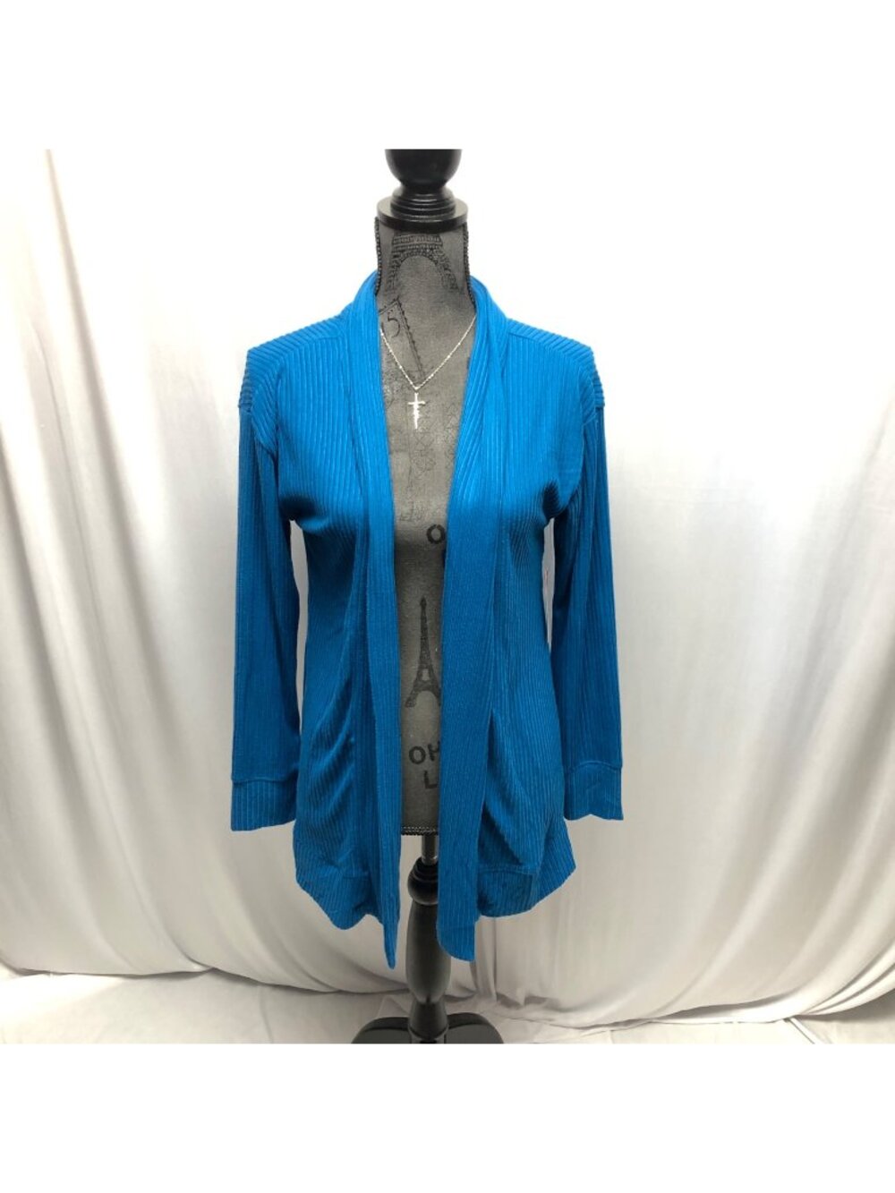 Cuddl Duds Open Front Ribbed Cardigan Womens Size XS Blue Soft Lightweight NEW